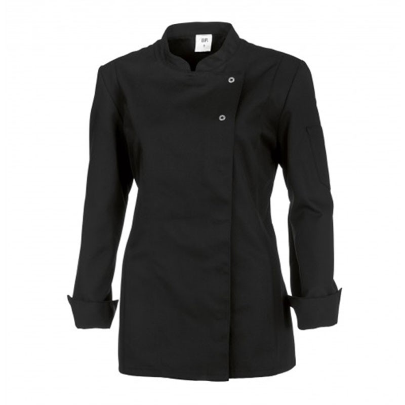 Tunique de cuisine - Veste de cuisine femme E01 - Taille groupée 0 (34/36)  COL_032133 Blanc et noir (W0180)